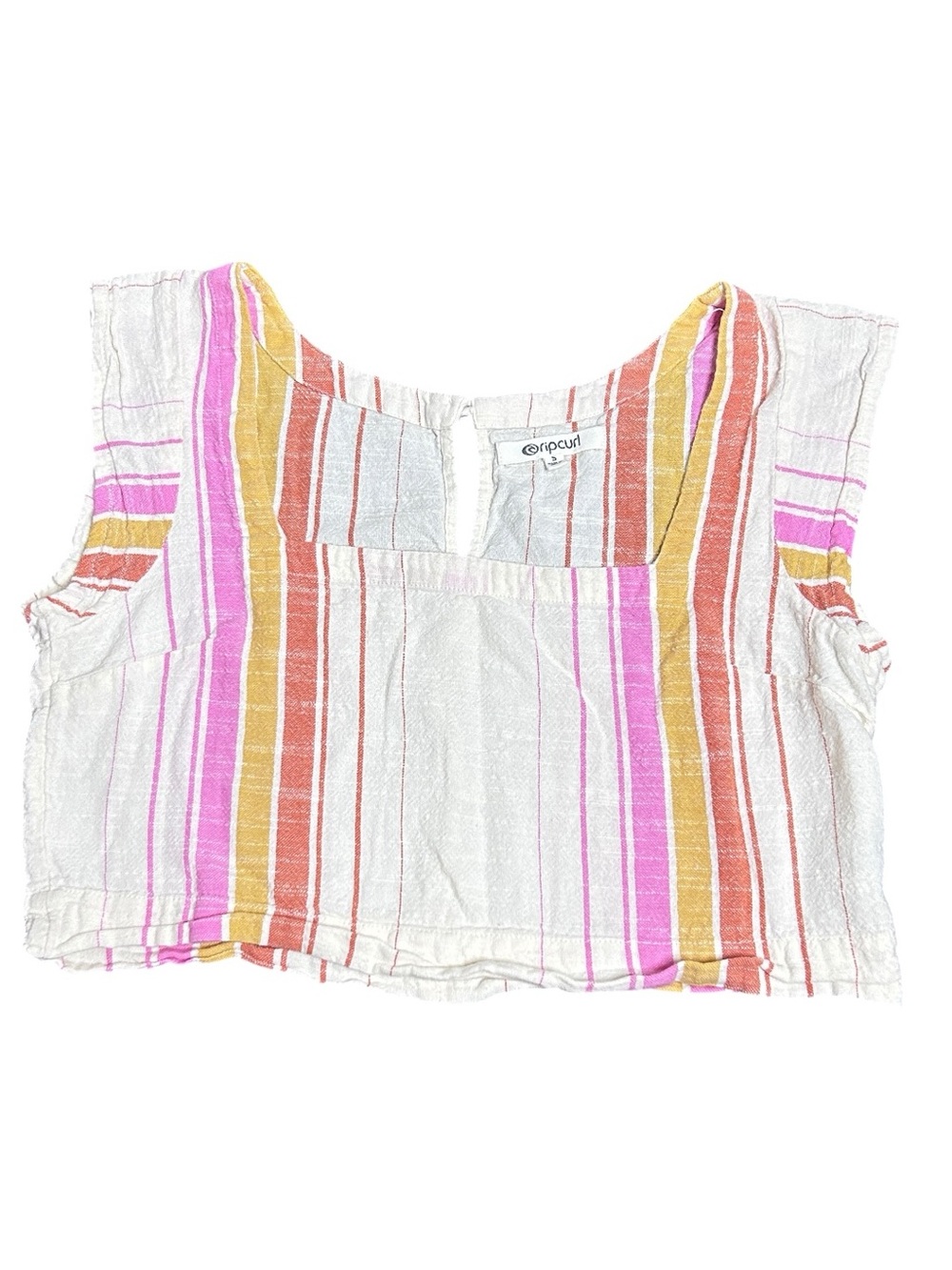Rip Curl Striped Linen Blend Crop Top Size S Multicolor Beach Summer